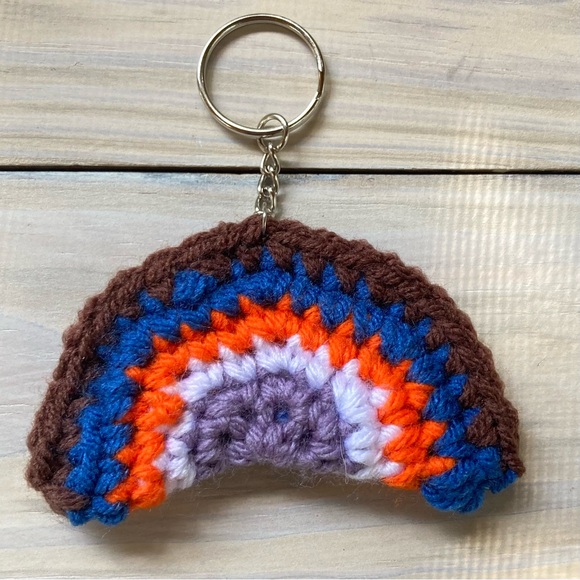 Keychain Rainbow Crochet Pride Charm 3.5 x 2.5 inches - Picture 6 of 10